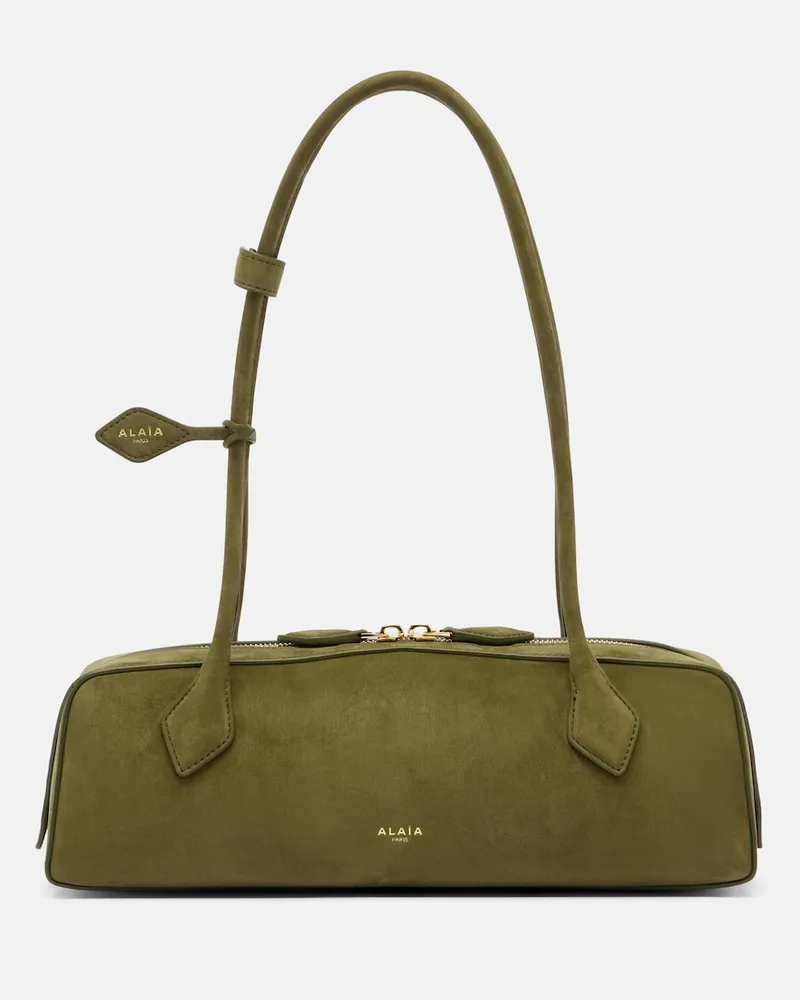 Alaïa Alaïa Schultertasche Le Teckel Medium aus Veloursleder Grün