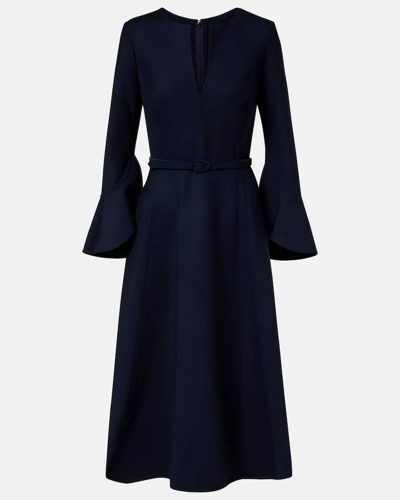 Oscar de la Renta Midikleid aus einem Wollgemisch Blau