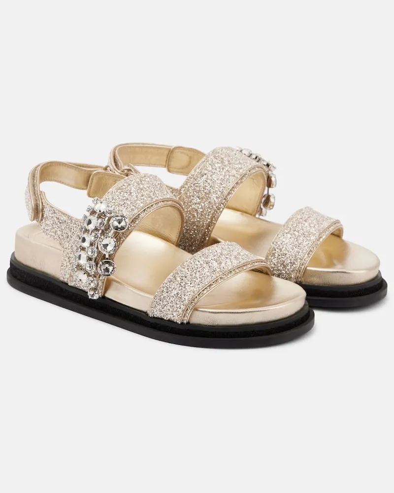 Jimmy Choo Sandalen Verity mit Glitter und Kristallen Gold