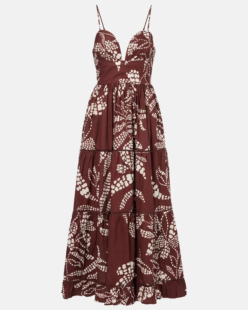 Poupette St Barth Bedrucktes Maxikleid Milena Braun
