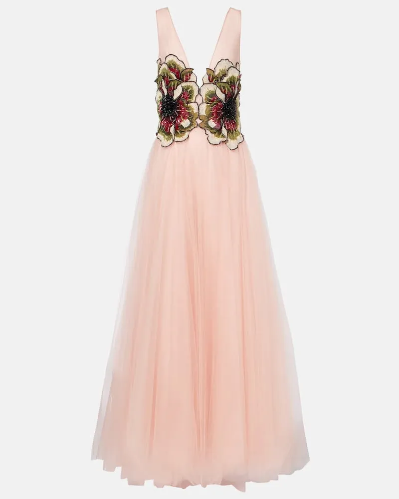 COSTARELLOS Robe Arion aus Tüll mit Pailletten Pink