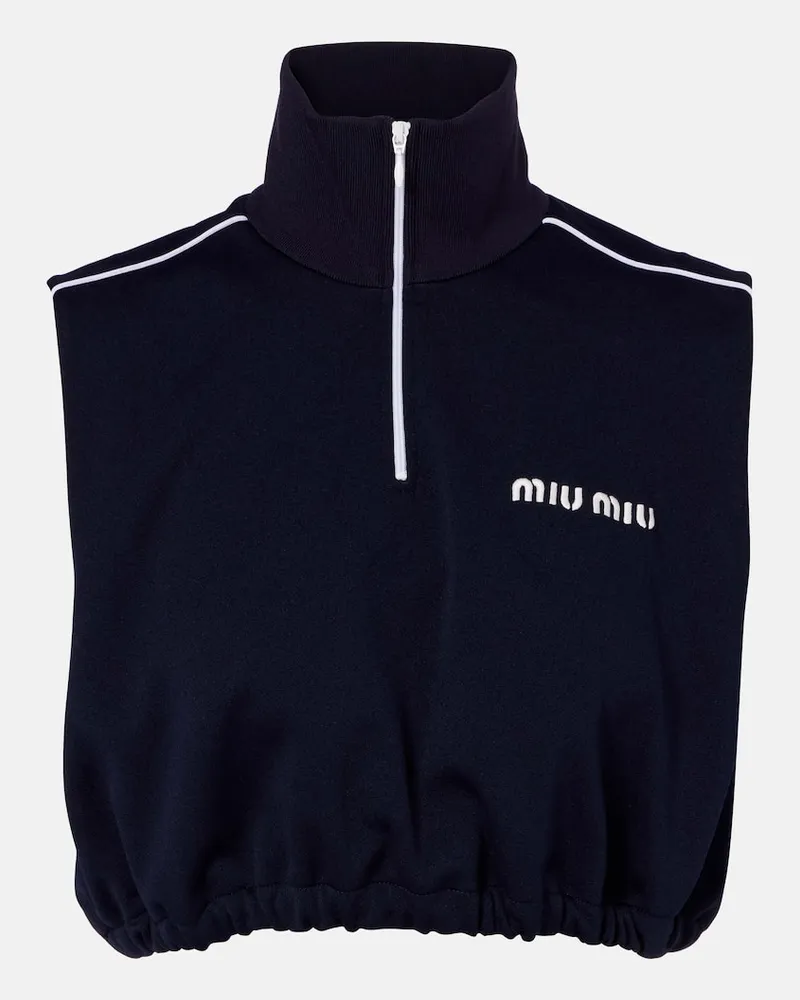 Miu Miu Cropped-Top aus Jersey Blau