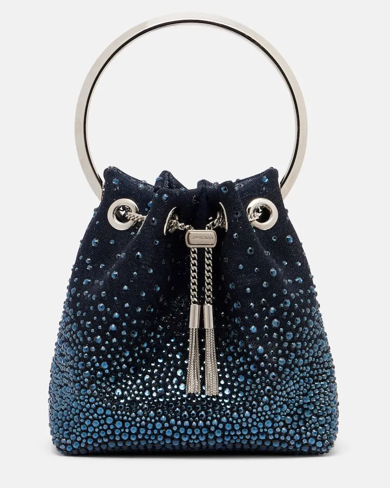 Jimmy Choo Bucket Bag Bon Bon mit Kristallen Blau