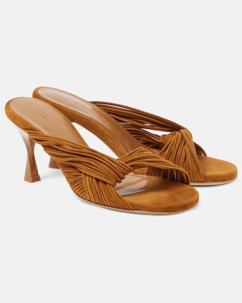 Christopher Esber Pantoletten Fender aus Veloursleder Braun