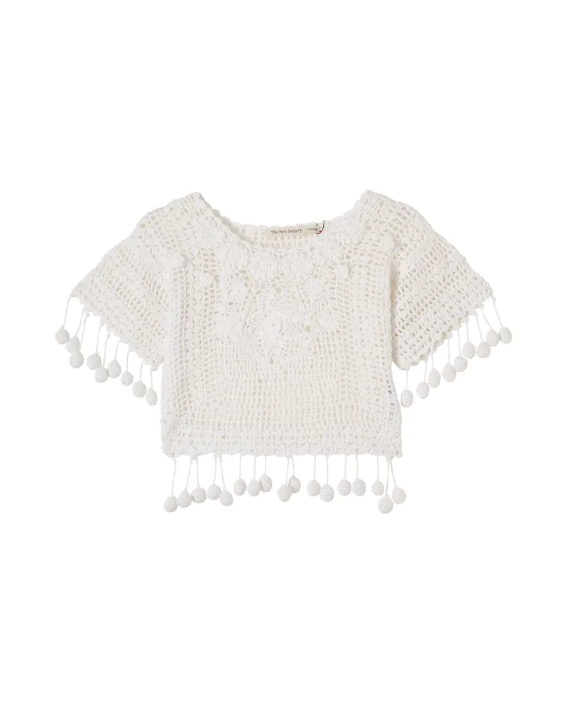 The New Society Top Jade aus Häkelstrick Weiß