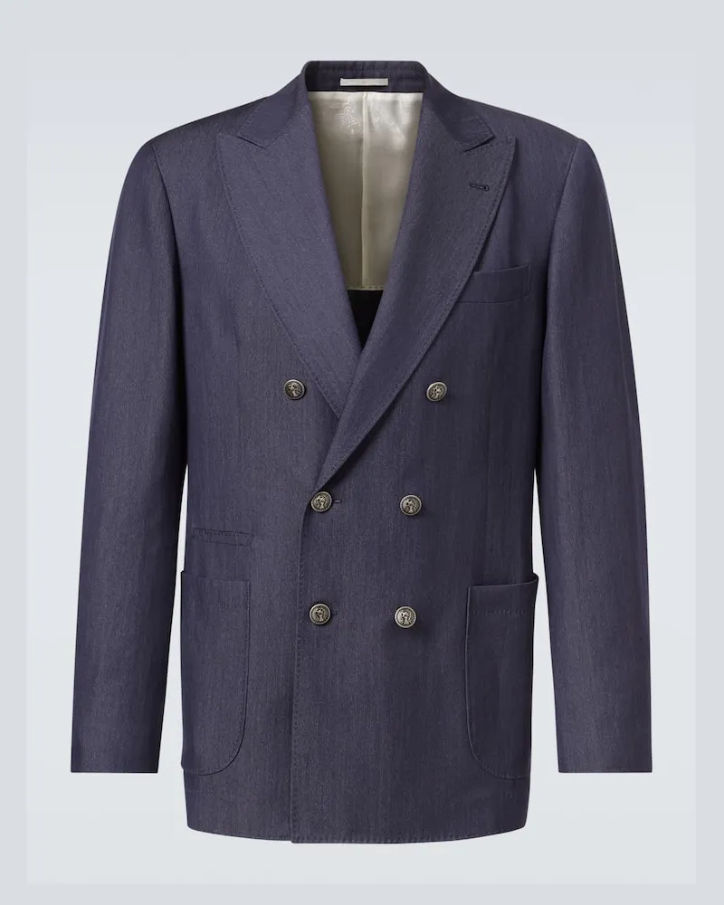 Brunello Cucinelli Anzugjacke aus einem Wollgemisch Blau