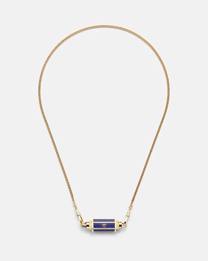Marie Lichtenberg Halskette Baby Locket aus 18kt Gelbgold mit Rubinen und Lapislazuli Gold