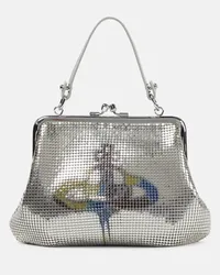 Vivienne Westwood Schultertasche Granny Frame aus Metall-Mesh Silber