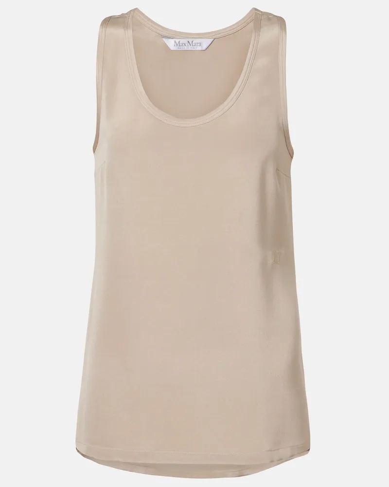 Max Mara Top aus Crêpe de Chine aus Seide Beige