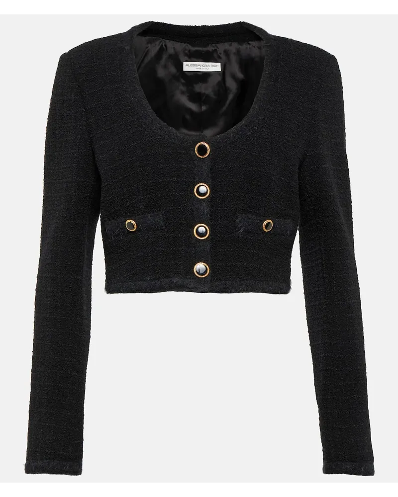 Alessandra Rich Cropped-Blazer aus Tweed Schwarz