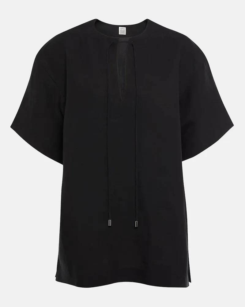 Totême Oversize-Hemd Fluid Tie Schwarz