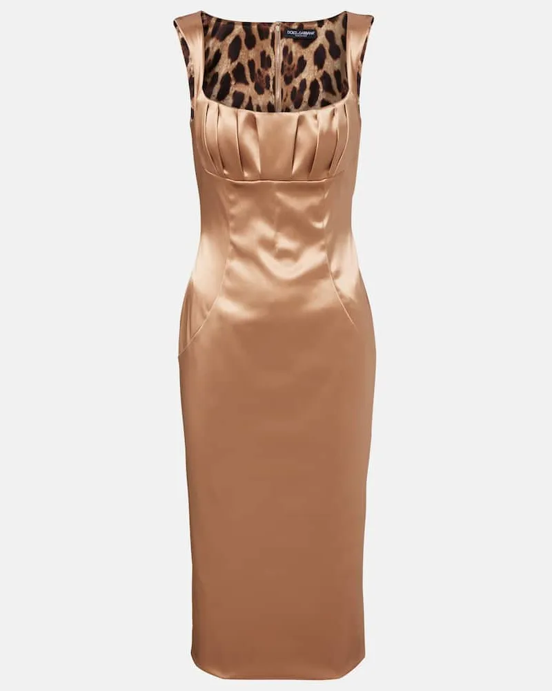 Dolce & Gabbana Midikleid aus Satin Beige