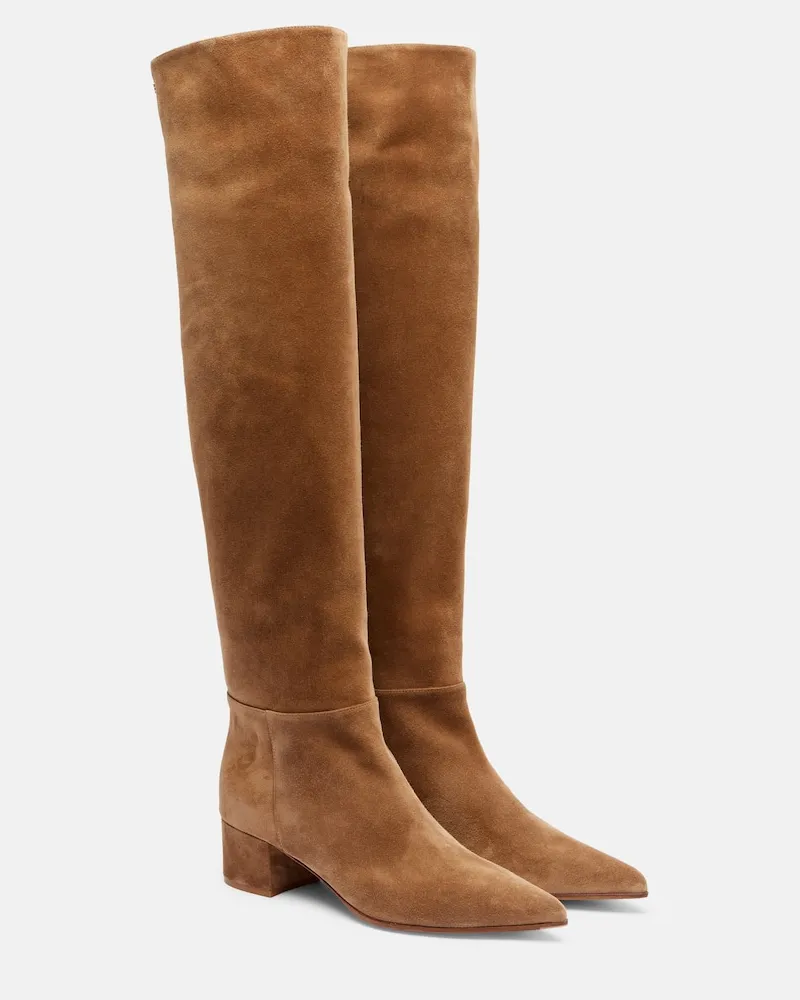Gianvito Rossi Overknee-Stiefel 45 aus Veloursleder Braun