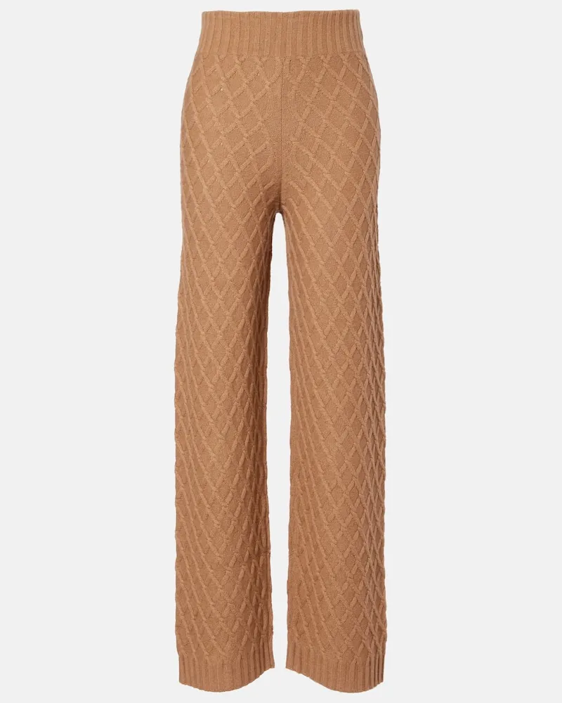 Max Mara Weite High-Rise-Hose Pevera aus Wolle Beige