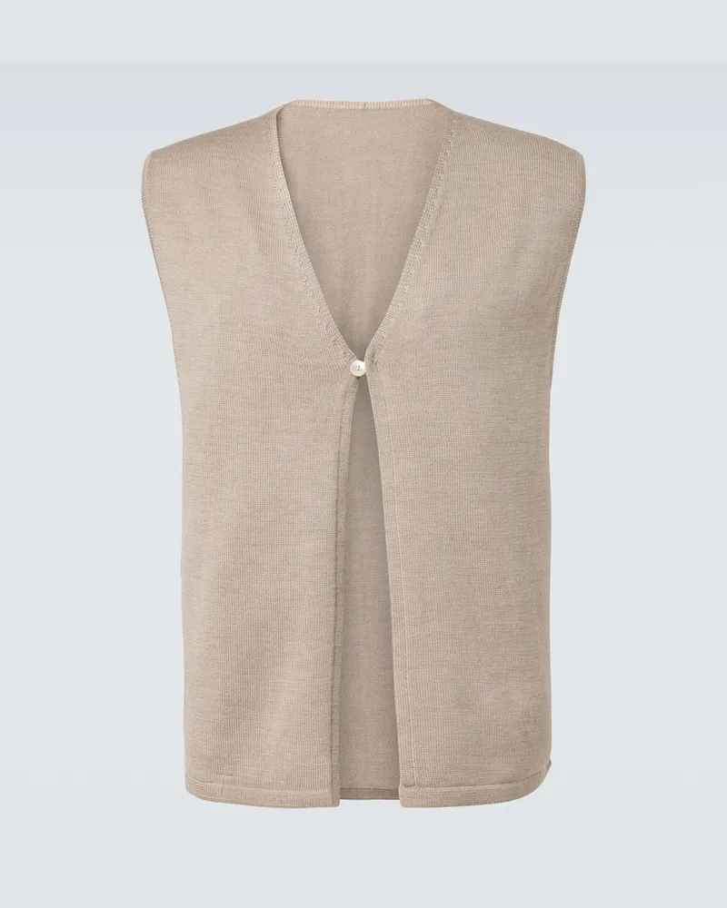 Stoffa Stòffa Weste aus Wolle und Seide Beige