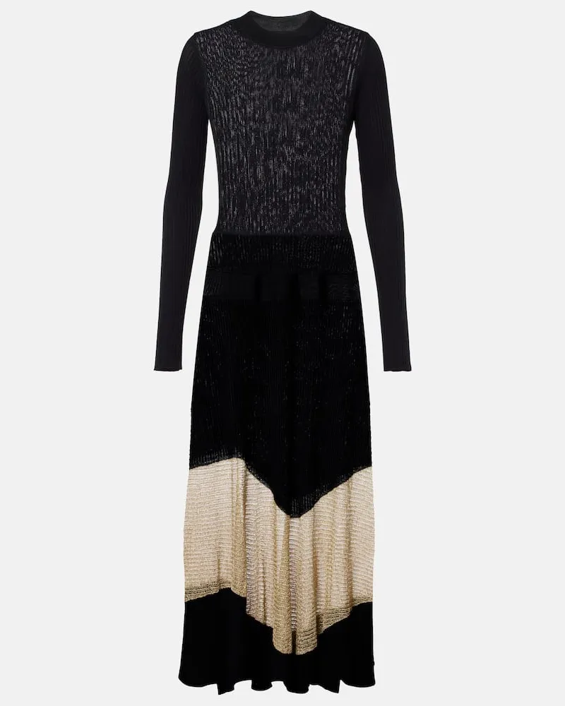 Ulla Johnson Maxikleid Roanne aus Strick und Lamé Schwarz