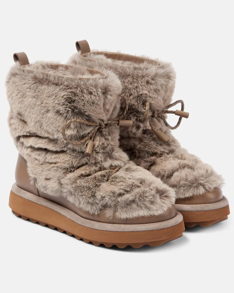 Robert Clergerie Ankle Boots Zeva aus Faux Fur mit Leder Grau