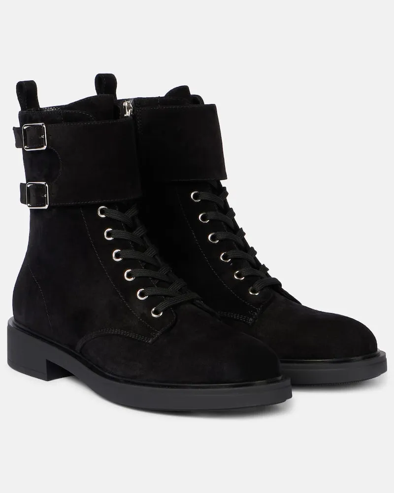 Gianvito Rossi Schnürstiefel aus Veloursleder Schwarz