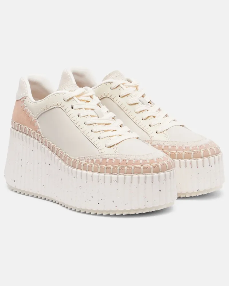 Chloé Chloé Plateau-Sneakers Nama aus Leder Beige