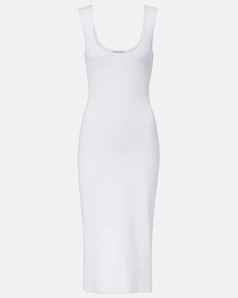 Bottega Veneta Midikleid aus Rippstrick Weiß