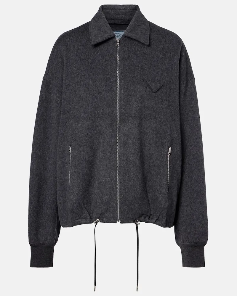 Prada Blouson aus Wolle und Kaschmir Grau