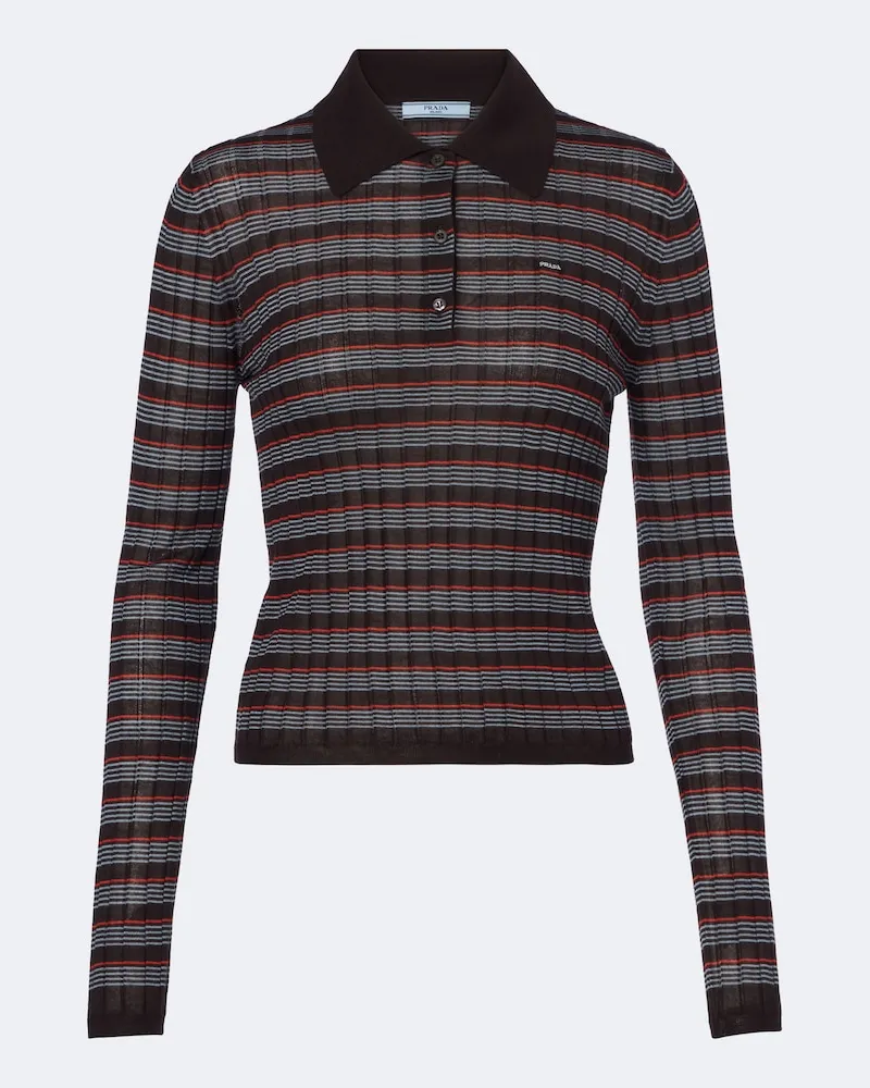 Prada Polopullover aus Kaschmir und Seide Braun