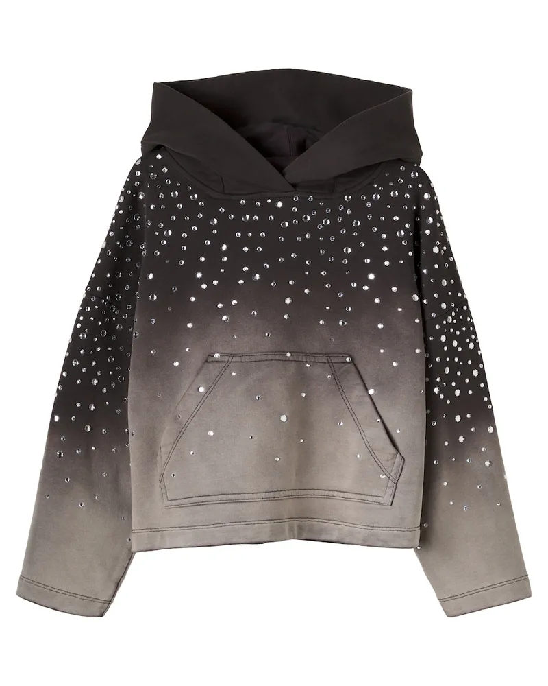 Monnalisa Hoodie aus Baumwoll-Jersey mit Kristallen Schwarz