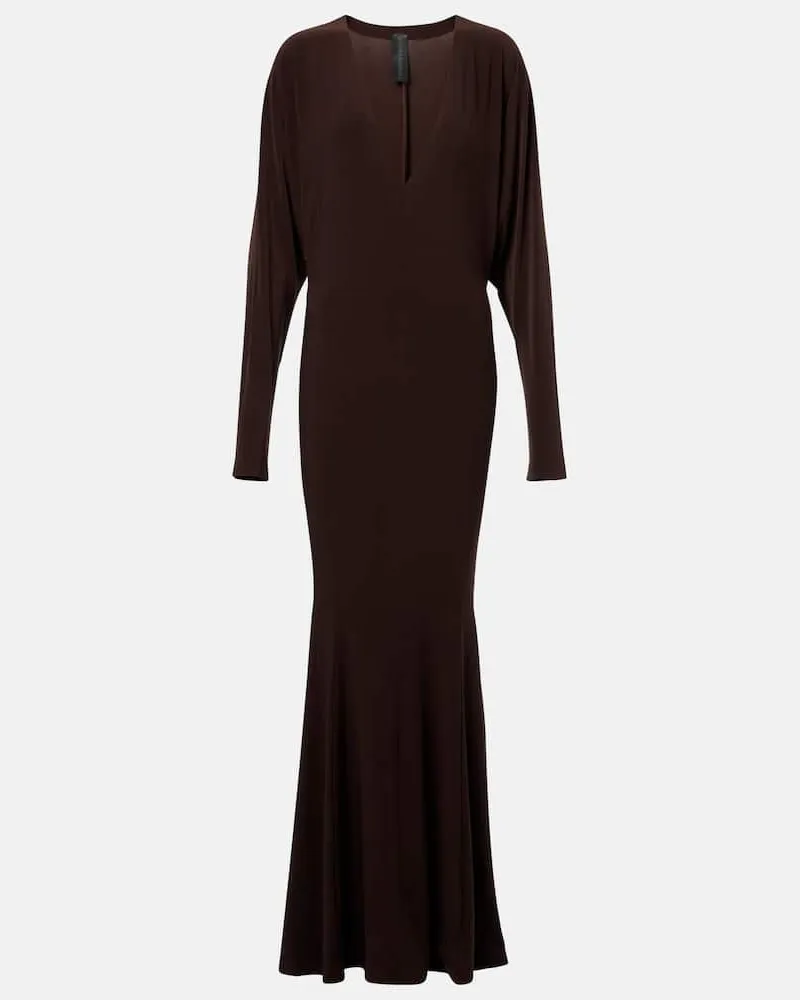 Norma Kamali Robe aus Jersey Braun