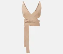 Alaïa Wickeltop aus Veloursleder