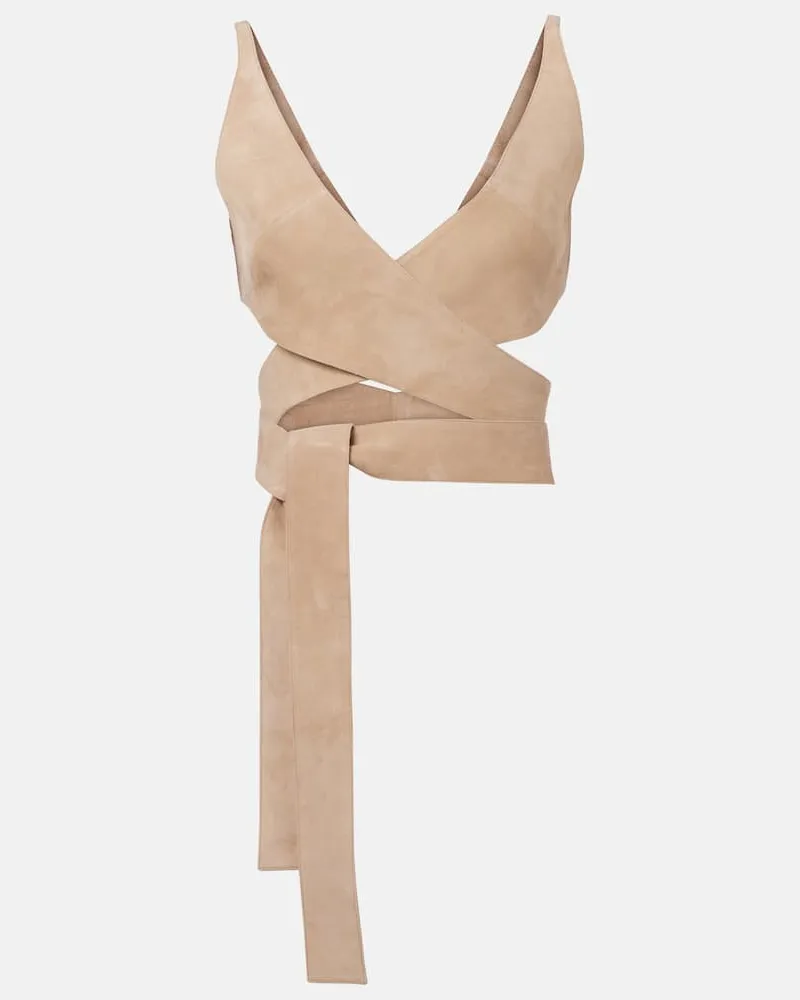 Alaïa Alaïa Wickeltop aus Veloursleder Beige