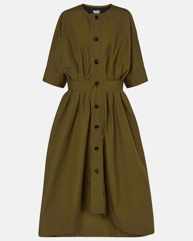 Bottega Veneta Hemdblusenkleid aus Baumwoll-Canvas Grün