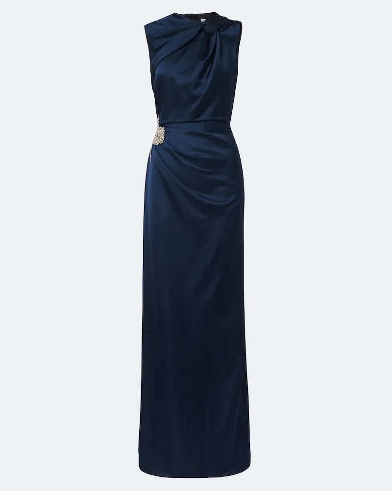 Erdem Verzierte Robe aus Satin Blau