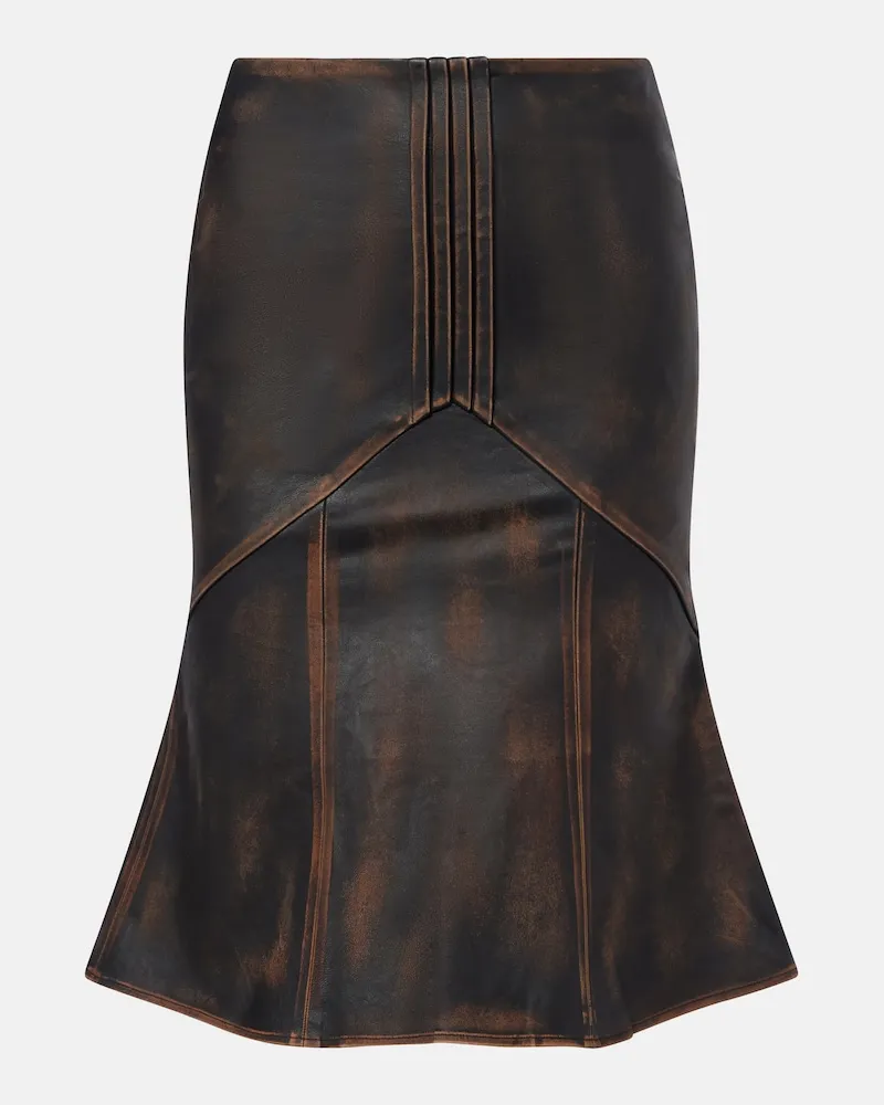 SHUSHU/TONG Midirock aus Leder Braun