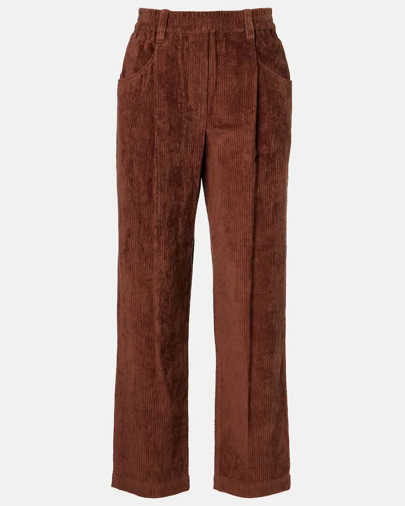 Brunello Cucinelli Weite Hose aus Baumwoll-Cord Braun