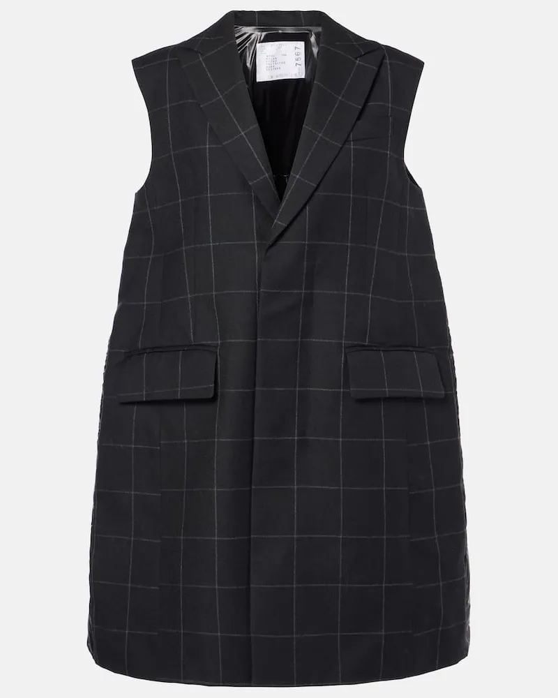 Sacai Daunenweste aus Wolle Schwarz