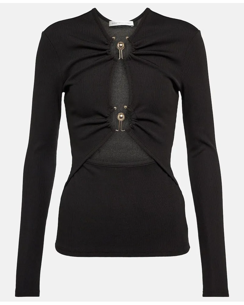 Christopher Esber Top Pierced Orbit aus Jersey Schwarz