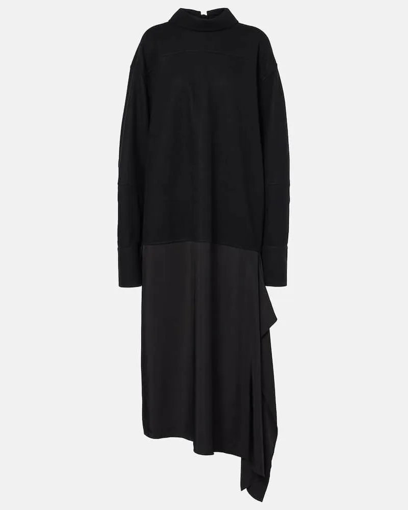 Jil Sander Midikleid Convertible aus Wolle Schwarz