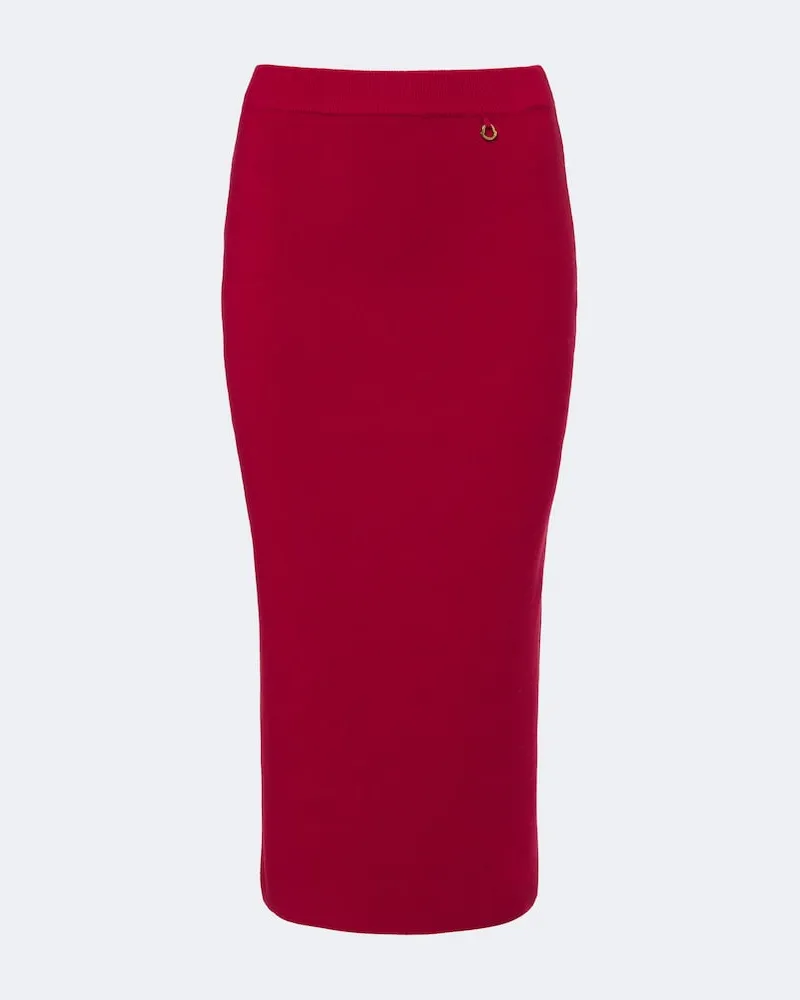Moncler Midirock aus einem Wollgemisch Rot
