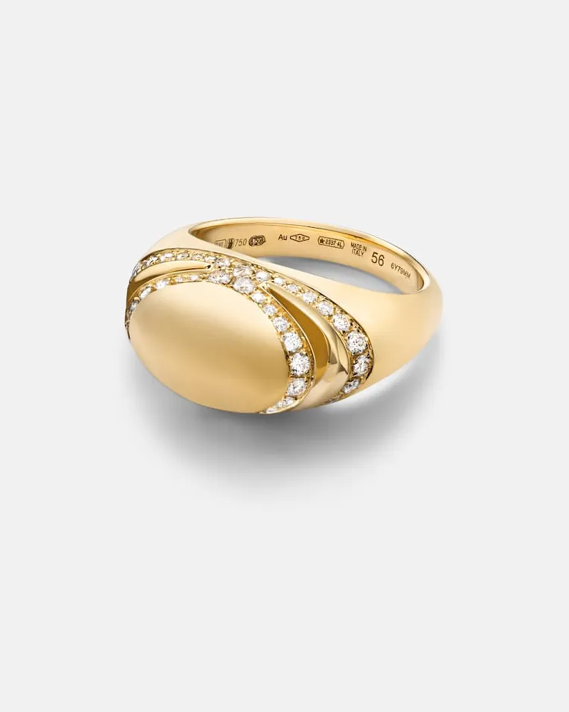 Bulgari Ring Bvlgari Cabochon aus 18kt Gelbgold mit Diamanten Gold