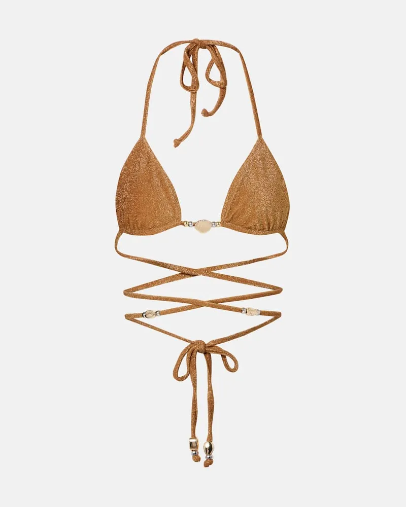 SAME Verziertes Bikini-Oberteil Shell Braun