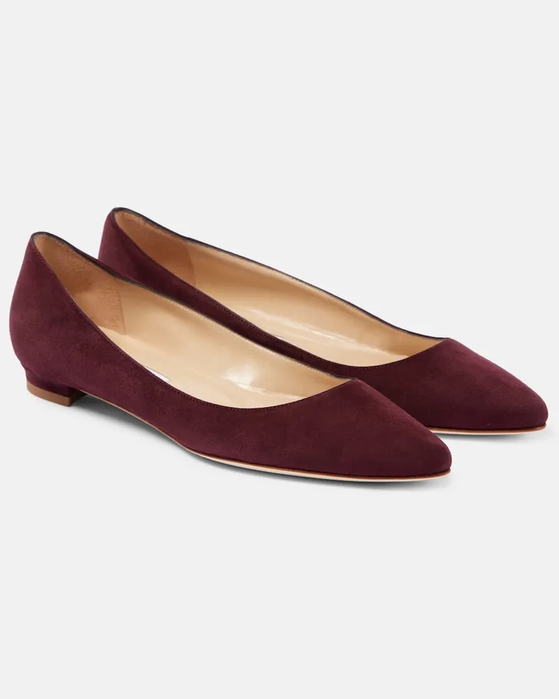 Manolo Blahnik Ballerinas BB aus Veloursleder Rot