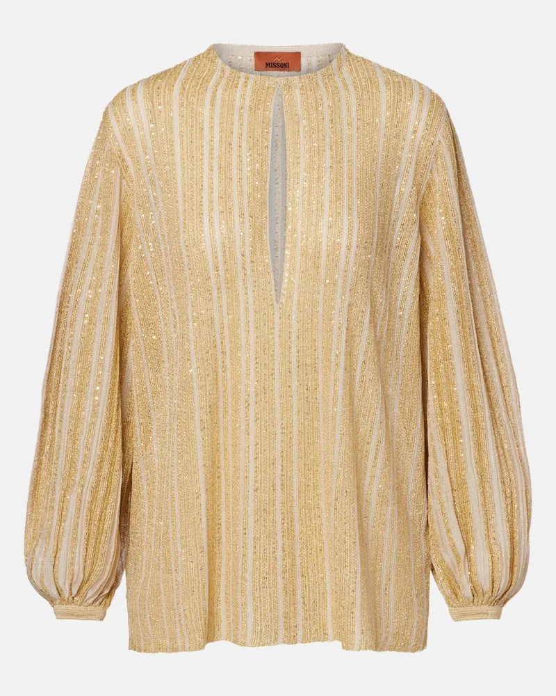 Missoni Top aus Häkelstrick mit Pailletten Gold