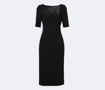 Midikleid aus Schurwoll-Crêpe