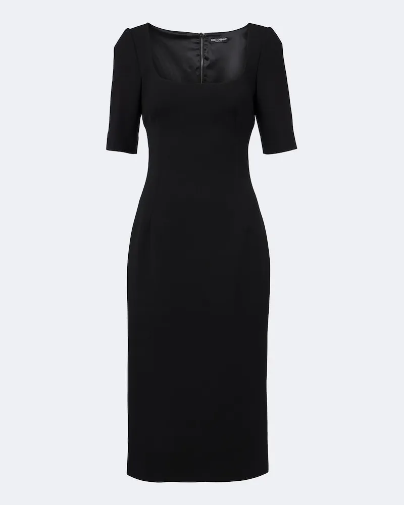 Dolce & Gabbana Midikleid aus Schurwoll-Crêpe Schwarz