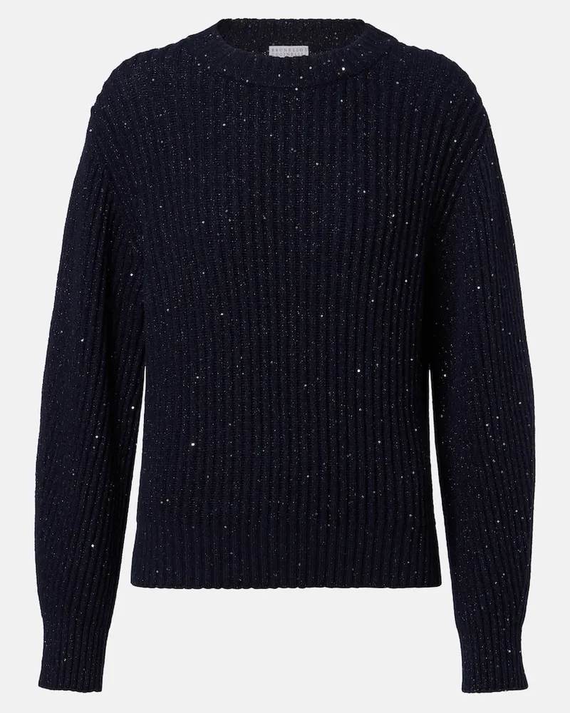 Brunello Cucinelli Pullover mit Pailletten Blau