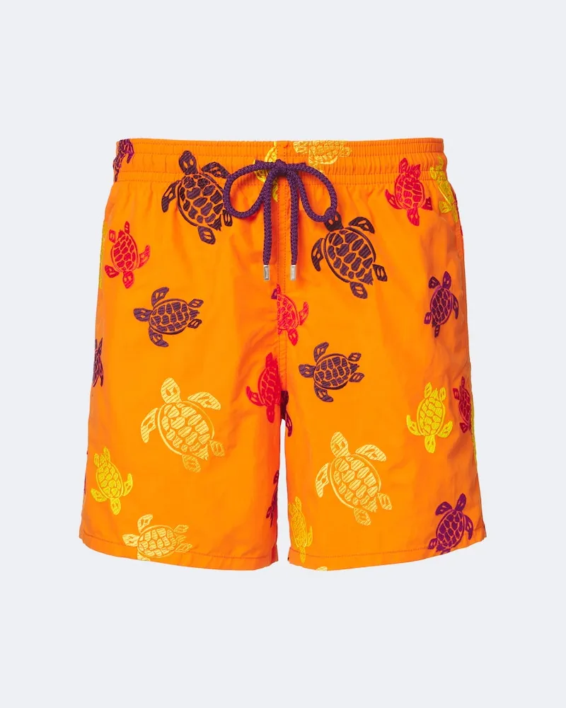 Vilebrequin Bestickte Badeshorts Mistral Orange