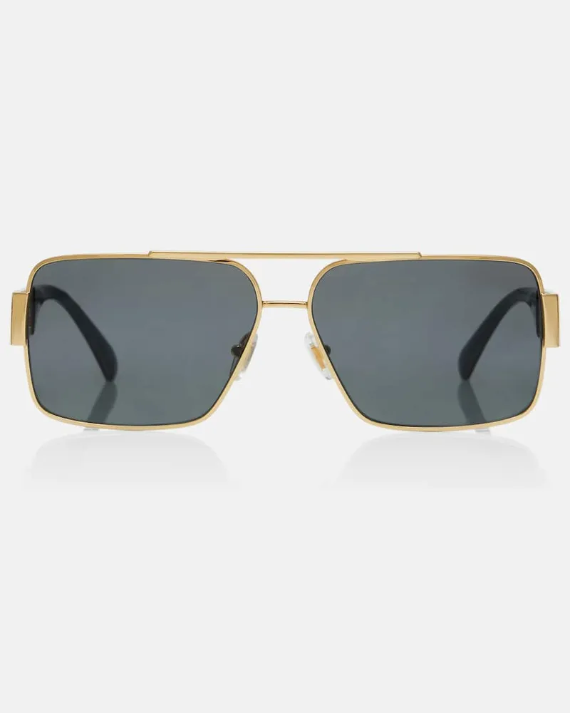 Versace Eckige Sonnenbrille Greca Gold