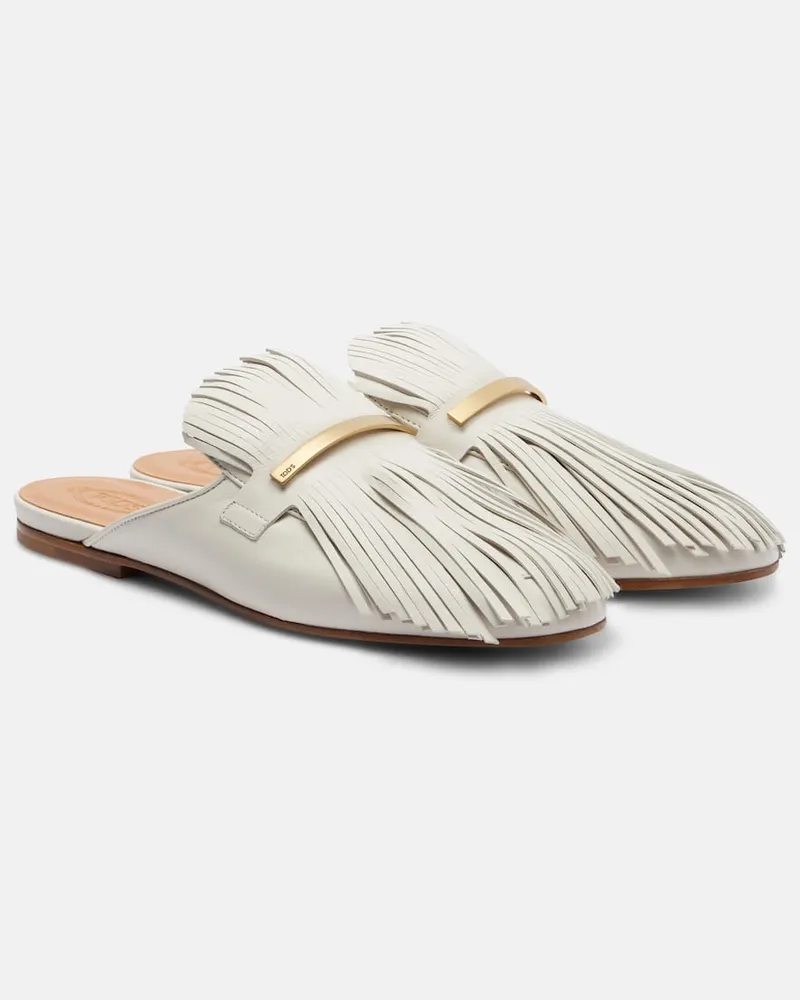 TOD'S Slippers aus Leder Weiß