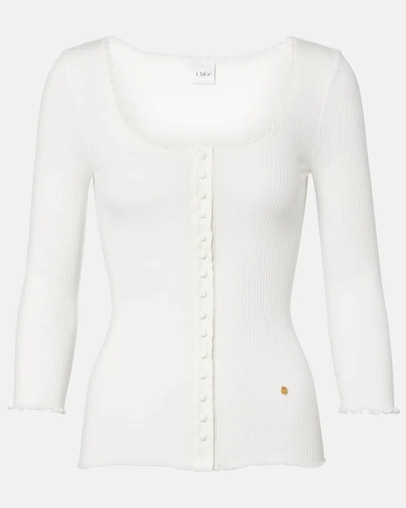 Chloé Chloé Cardigan aus Baumwolle mit Spitze Weiß