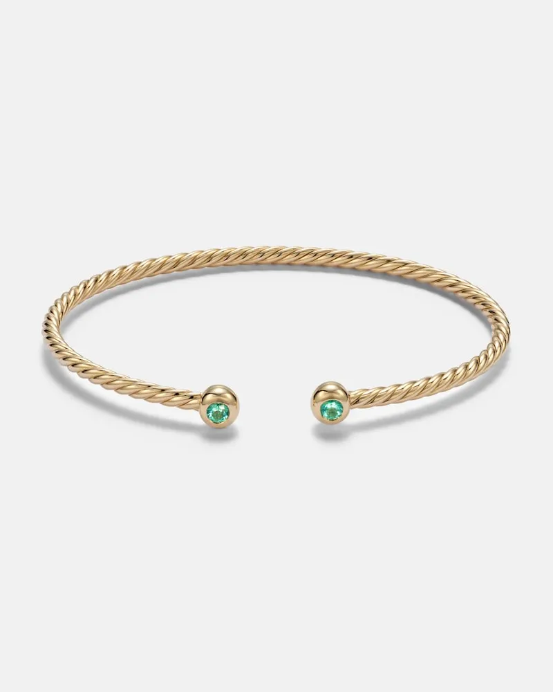 David Yurman Armreif Cablespira® Flex Micro aus 18kt Gelbgold mit Smaragden Gold